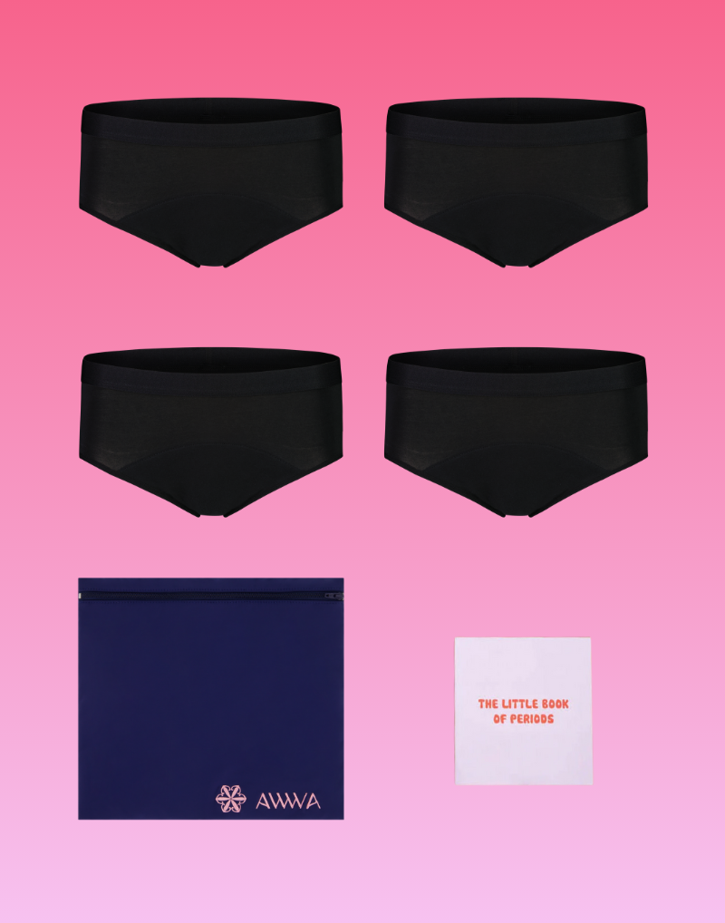 Teen Period Kit - 4 pack Briefs BLACK